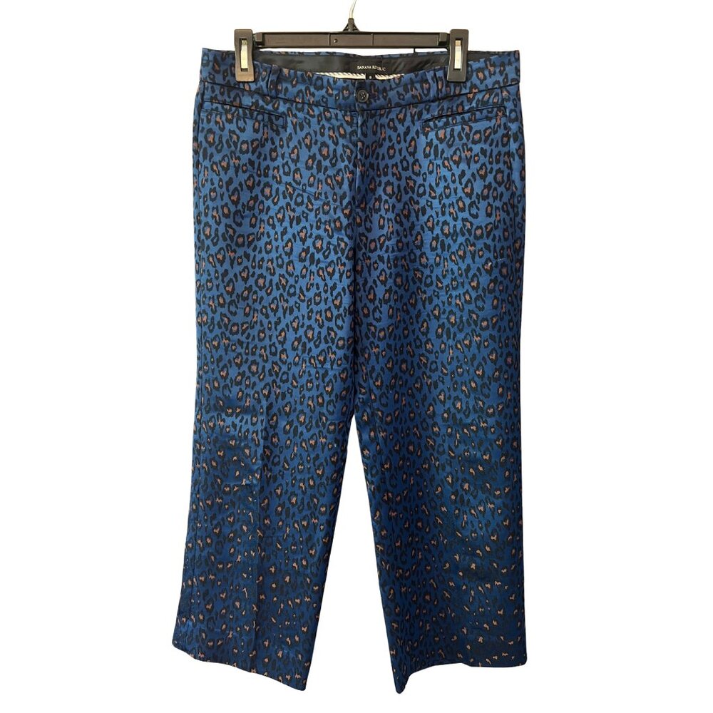 Banana Republic Logan Blue Leopard Print Pants Size 8